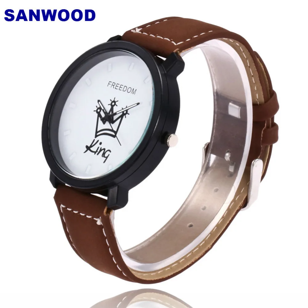 Couple Watch Queen King Crown Fuax Leather Quartz Analog Wrist Watches Chronograph 2018women men Couple Watch Queen King Crown Fuax Leather Quartz Analog Wrist Watches Chronograph 2018women men