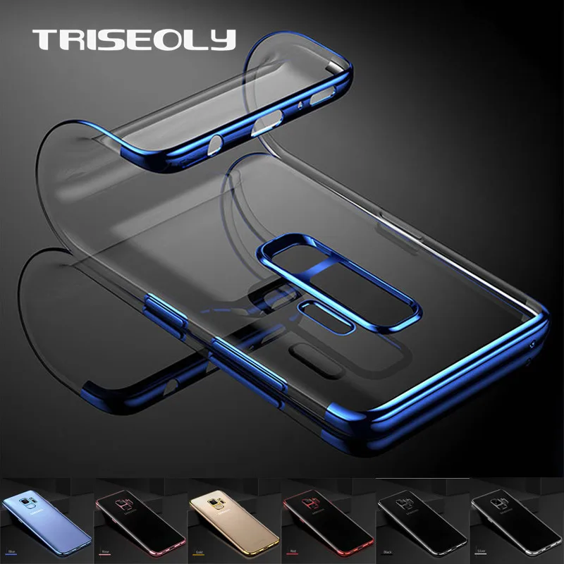 

TRISEOLY Plating TPU Transparent Case For Samsung Galaxy A3 A5 A6 A7 A8 J3 J4 J5 J7 J8 2016 2017 J4 J6 Plus 2018 Silicone Cover