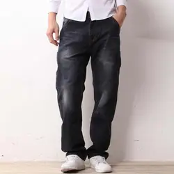 Новые прямые джинсы осень зима мужские свободные ковбойские джинсовые брюки плюс размер 28-44 46 48 мужские джинсы низ