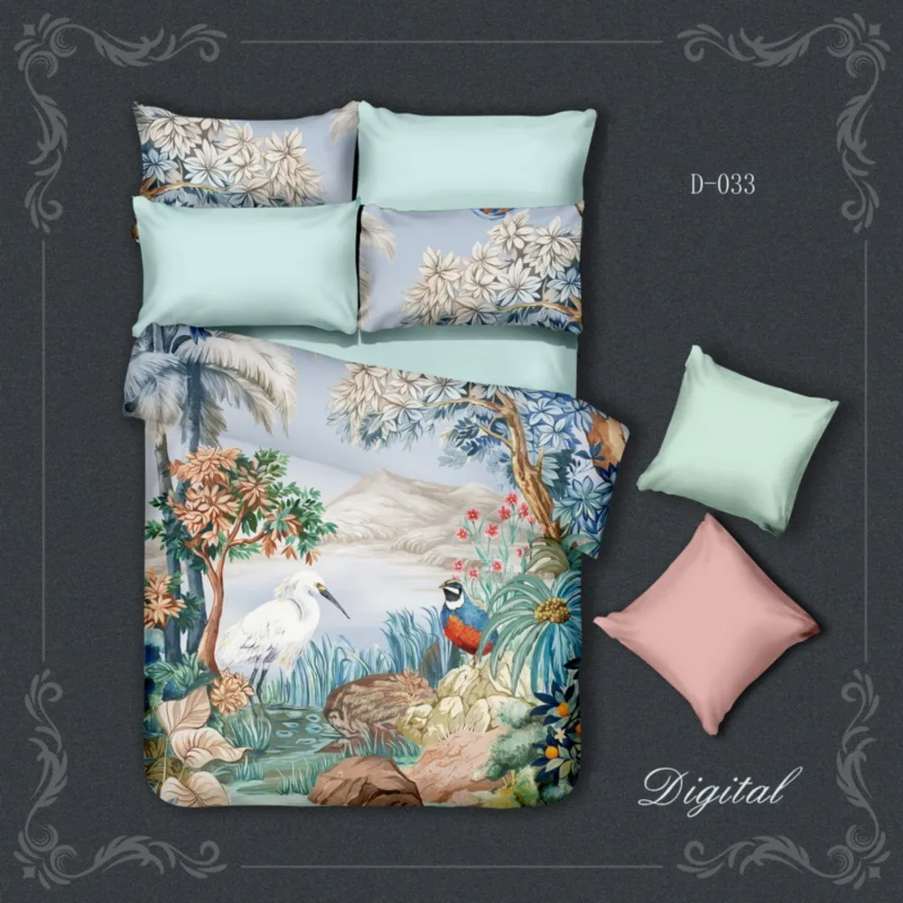Lai Yin Sun Star  3D Bedding Set Print Duvet cover Twin full Queen king Pattern Animal Pillowcase D033 Swan and woodpecker