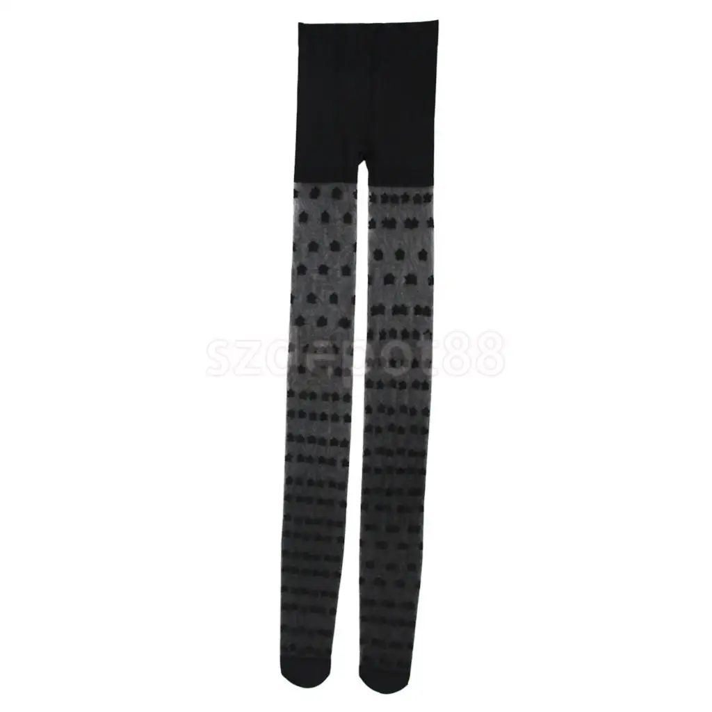 Women Lady Fashionable Sheer Tights Geometric Polka Dot Floral Patterned Elastic Pantyhose Long Stockings