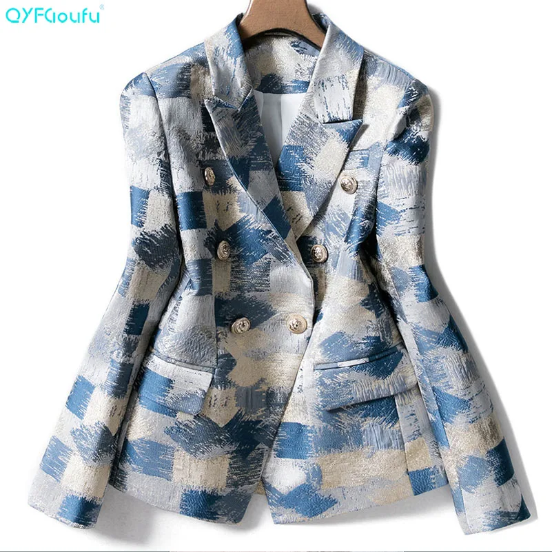 

QYFCIOUFU 2019 Spring Autumn Fashion High Quality Fashionable double breasted top korean business Office Lady Blazer Jacket
