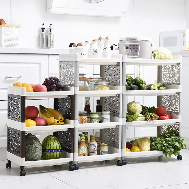 

Kitchen Storage Racks Floor Multi-layer Stable Vegetable Basket Storage Rack Plastic Basket Bathroom Seasoning Organizer
