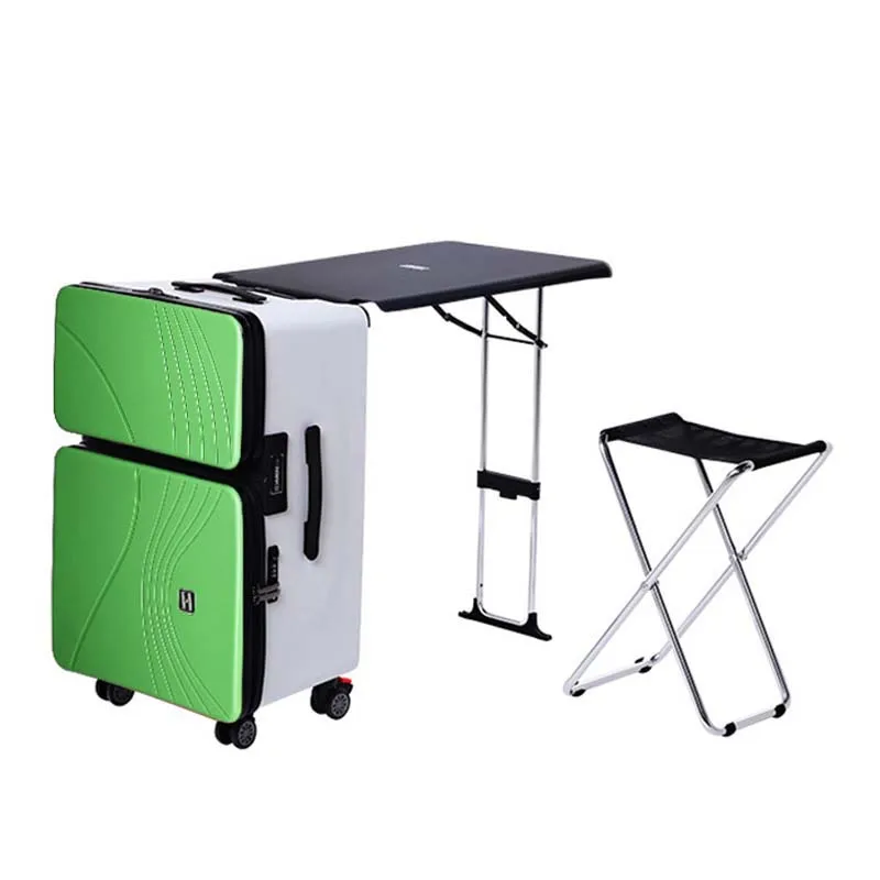 

LeTrend Retro high quality Rolling Luggage Spinner Multifunction Suitcase Wheels Trolley table and chair combination Travel Bag