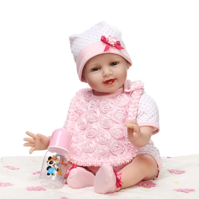 22 inch Reborn baby doll pink girl newborn silicone doll bebe