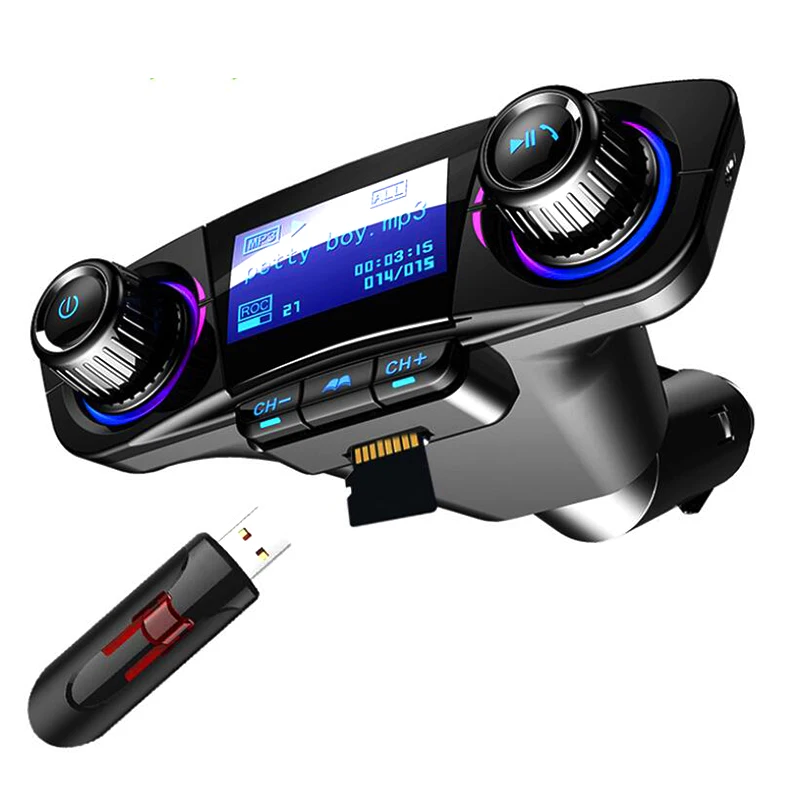 

FM Transmitter Aux Modulator Bluetooth Handsfree Car Kit Car Audio MP3 Player with Smart Charge Dual USB Car Charger Car-styling