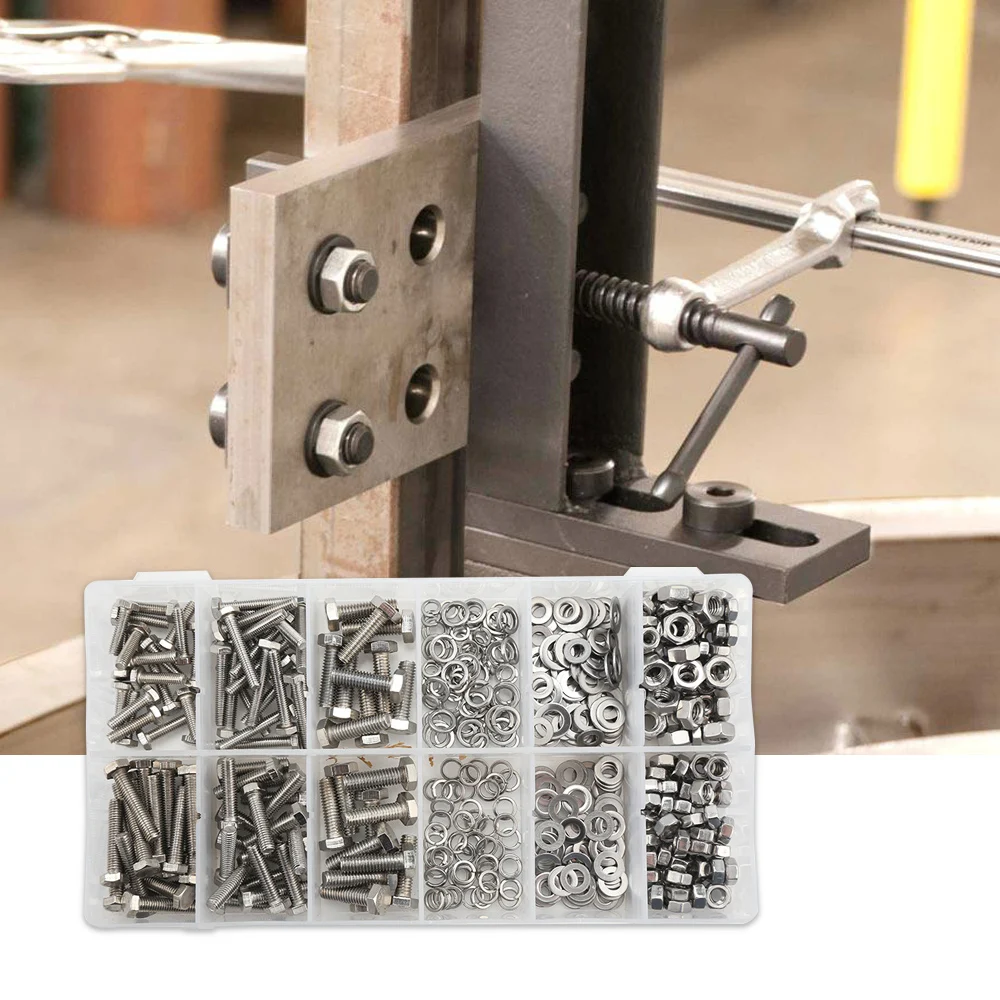 

475Pcs/Set Stainless Steel Metric Hex Bolts Head Cap Hexagon Socket Nut Screw With Elastic Washer Nut & Bolt Sets Hardware