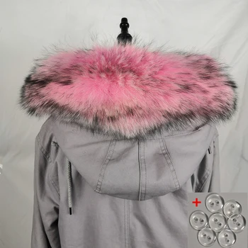 

100% Raccoon Fur Collar Winter Women's Real Fur Collar Neck Cap 75cm Collar Soft Fur Scarf Neck Warmer Scarves Fashion