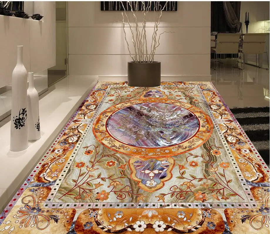 

3D wallpaper floor for living room marble Waterproof floor mural painting Custom Photo self-adhesive 3D floor