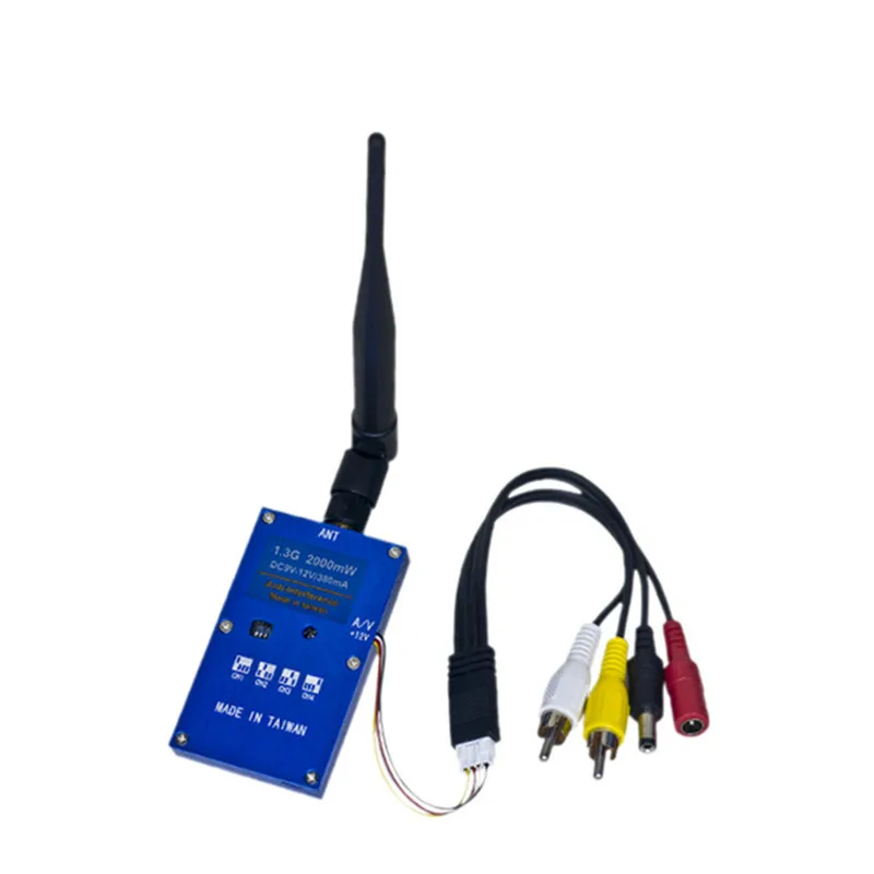 1.3G 2W 2000mW PAL/NTSC Wireless AV VTX FPV Transmitter Receiver Combo for RC Drone 2