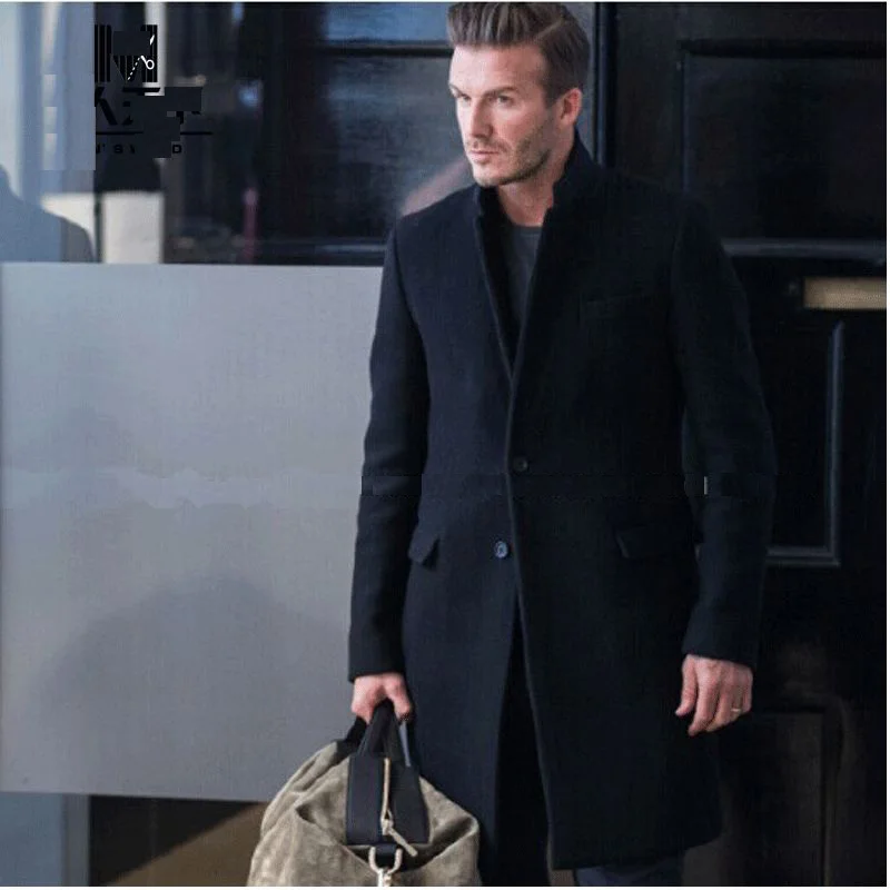 

Custom Made men 's cashmere coat long paragraph woolen coat men' s suit collar large yards thickening Slim windbreaker jacket