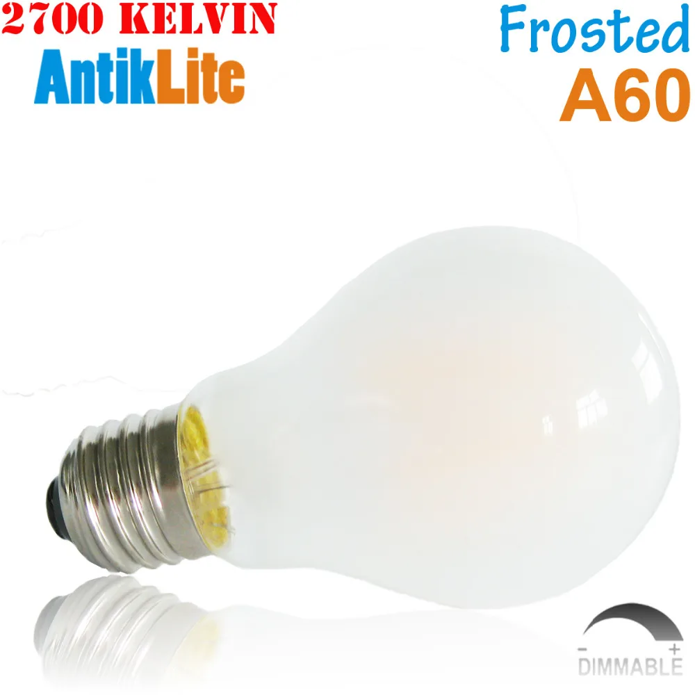 100 110 120 Volts Standard Medium Screw Base E26 A19 A60 Frosted Frost LED Filament Edison