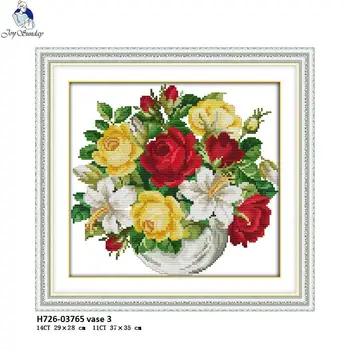 

Joy Sunday Vase 3 Patterns Counted Cross Stitch kit DIY Hand Made Embroidery set Needlework Home Decoration Send Gift