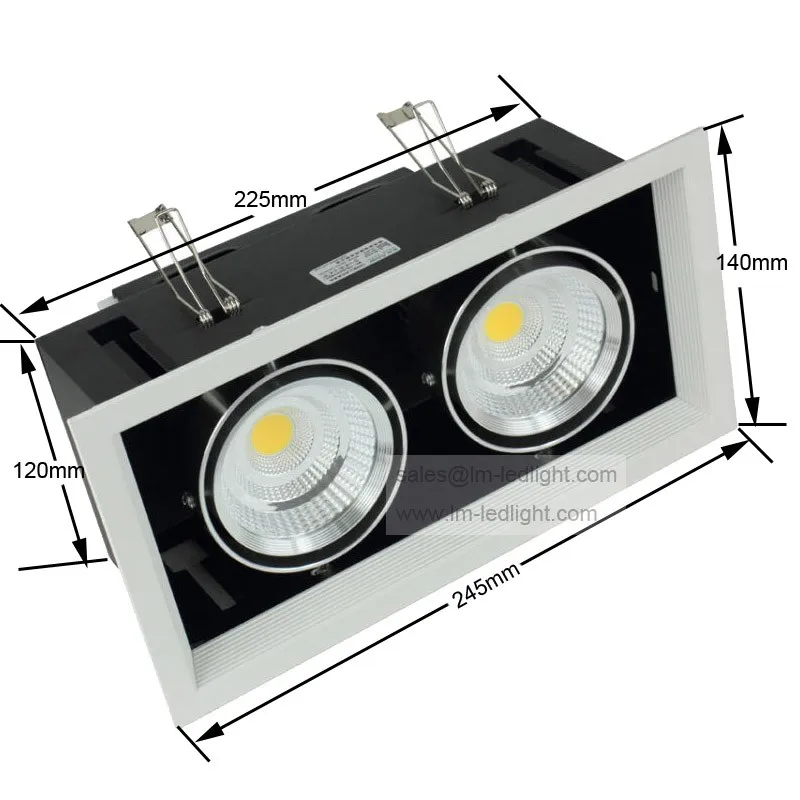 

Dimmable double COB Led down lamp 2 *10 w Dimmable LED ceiling grille lamp double COB lamp AC85-260V