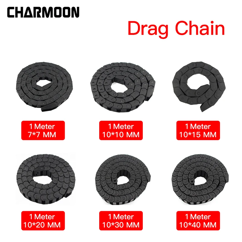 

1Meter Plastic Drag Chain Transmission for Machine Cable Drag Chain Wire Carrier with end connectors for CNC Router Machine Tool