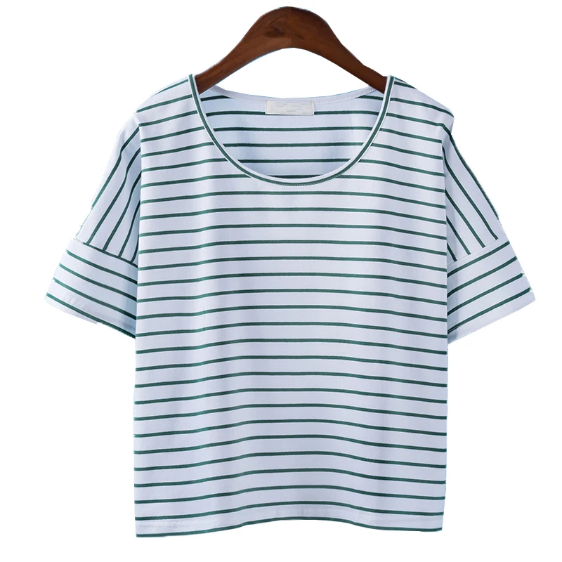 

Women T Shirt 2017 New Summer Striped Tees Casual Loose Simple Students Tops Clothing Navy Sailor Style All Match T shirts AB104
