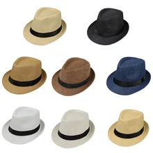 Новые детские летние пляжная соломенная шляпа Jazz Панама Федора шляпа Гангстерская шляпа Открытый кепки с сеткой для мальчиков и девочек Sunhat