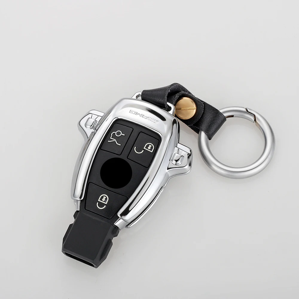 

Personality Zinc alloy+Leather Remote Car Key Cover Case For Mercedes Benz C Class W205 GLC GLA Car Accessories
