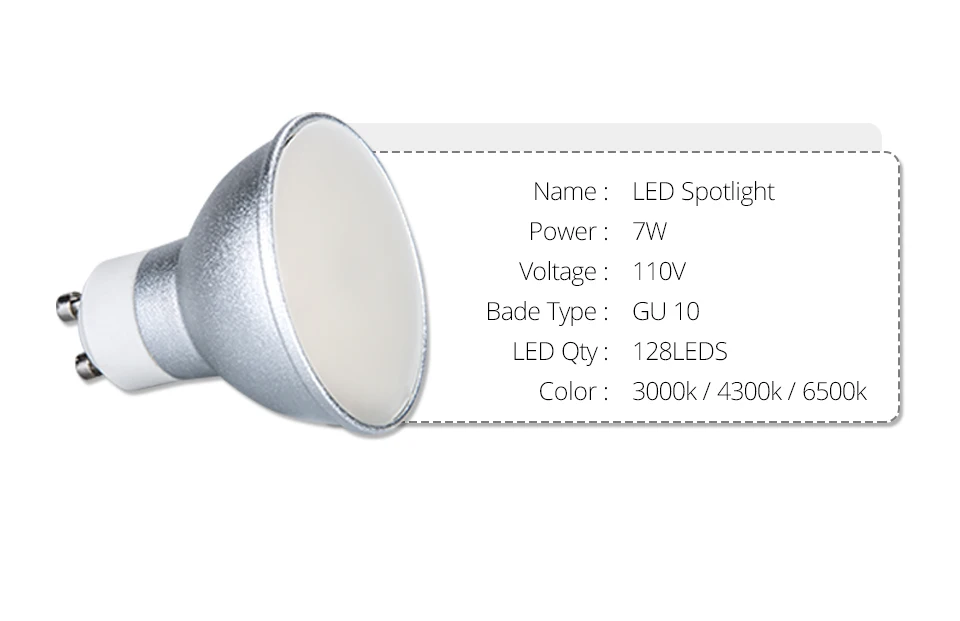 7W GU10 LED Lamp Light Bulbs 110V 128 LEDs GU10 3 Color Temperatures Aluminum Spotlight Bombillas LED Ampoule (3)