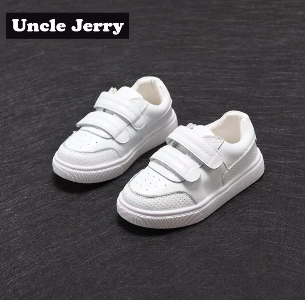 

UncleJerry Genuine Leather Kids Casual shoes Breathable Children White shoes Boys Girls Comfortable Soft Sneakers for baby