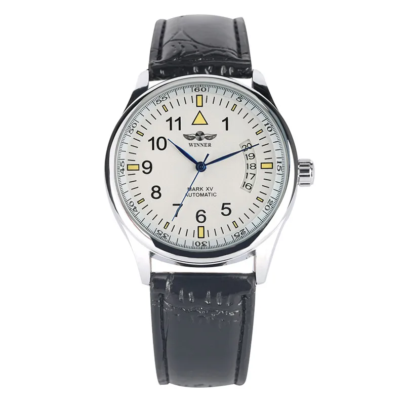 Классические деловые механические часы для мужчин, элегантные автоматические Модные механические наручные часы из нержавеющей стали механические - Цвет: White
