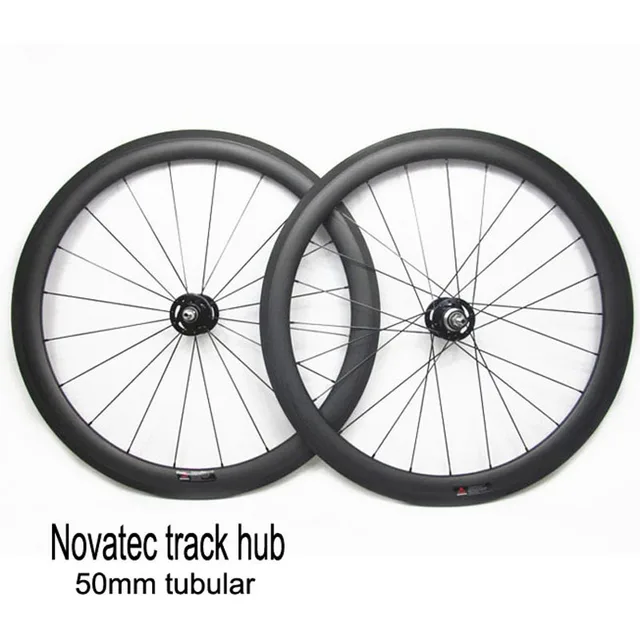 Best price at $279 Cheap Carbon Wheels Fixed Gear Track Wheels 23mm Width 50mm Tubular Single Speed Carbon Road Bike Track Wheels