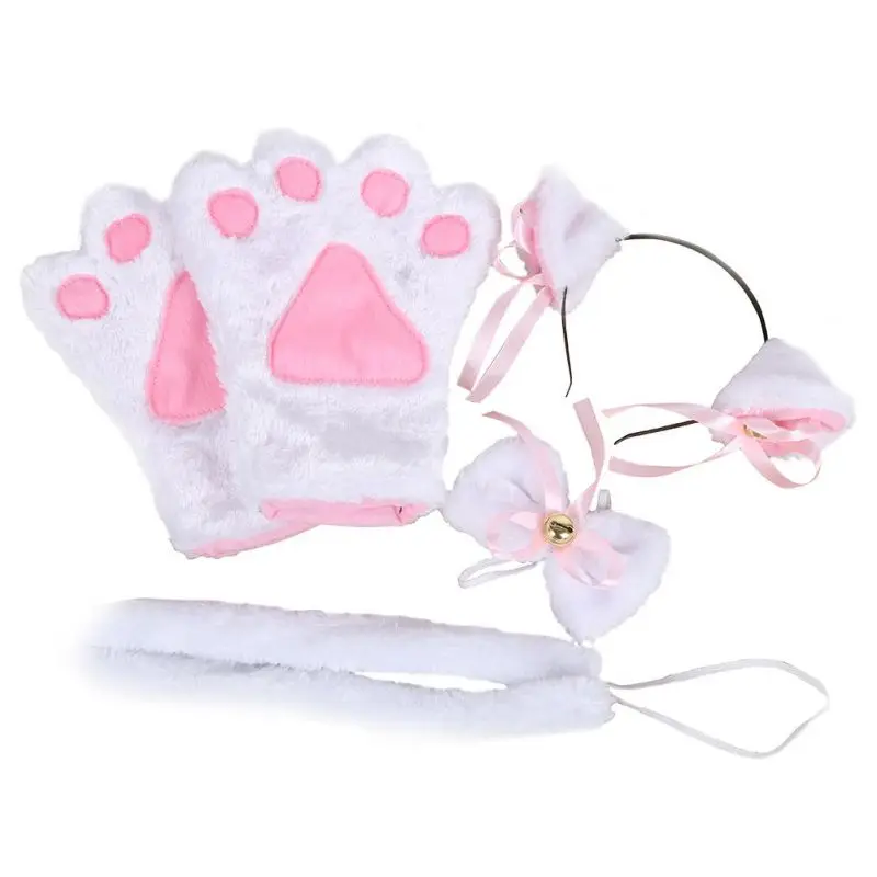 Женские зимние милые аниме милые косплей костюм кошачьи ушки плюшевые ...