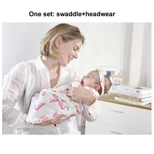 Buy 2 Pieces Set Newborn Swaddle Wrap +Headwear Cotton Baby Receiving Blanket Bedding Cartoon Infant Sleeping Bag For 0-6 Months Free Shipping