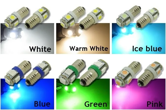 4 шт./лот) E10 EY10 5-SMD 5050 светодиодный миниатюрная винтовая лампа для DIY LIONEL DC 12V теплый белый синий розовый зеленый свет