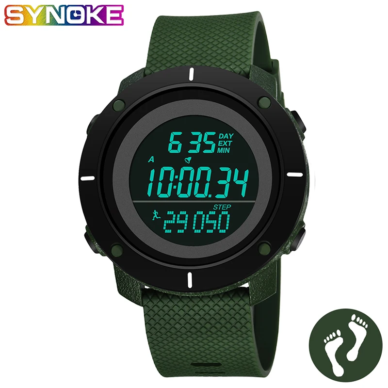SYNOKE Mens Digital Watches Alarm 50M Waterproof Military Chrono Led Watch  Mens Fashion Watch Dijital Kol Saati Jam Tangan