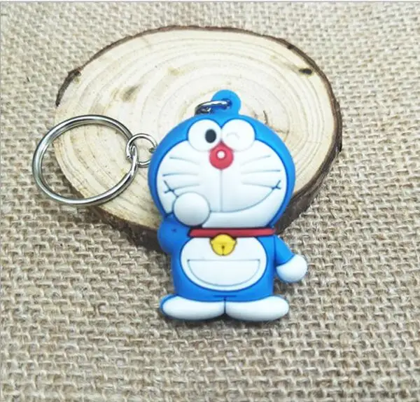 24 шт./лот 3D Мультфильм стильный Doraemon Силиконовое кольцо для ключей цепи сумка орнамент висит дети День рождения сувениры подарок сувенир