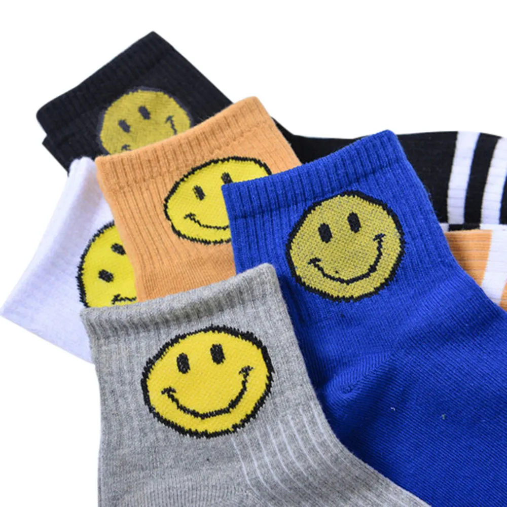 1 пара носков унисекс теплые крутые носки для бега и велоспорта повседневные Модные хлопковые полосатые носки с улыбкой#30