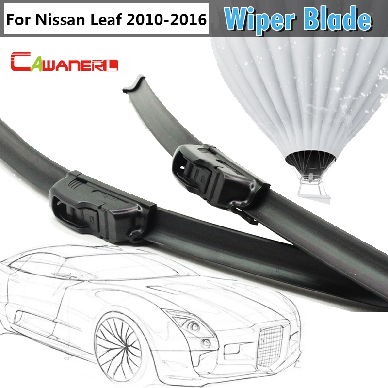 Cawanerl 2Pcs Car Soft Rubber Frameless Wiper Blades For Nissan Leaf
