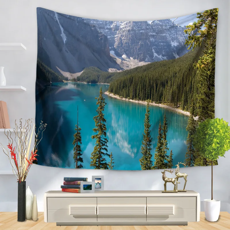 

Zeegle Valley Scenic Wall Hanging Green Tapestry Polyester Printed Wall Decor Tapestry Wall Carpet Bed Sheet Hippie Home Decor