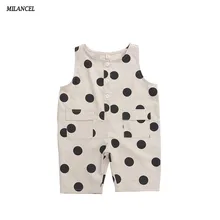 MILANCEl/ летняя детская одежда, комбинезоны в горошек для девочек, хлопковые комбинезоны для мальчиков, повседневная одежда для девочек