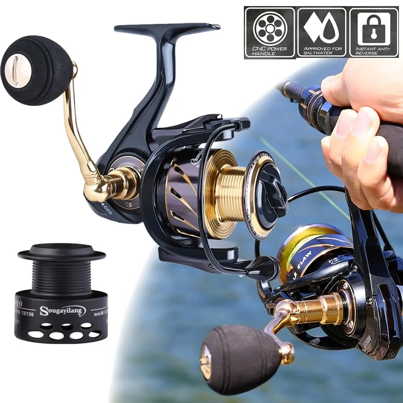 

Sougayilang Fishing Reels Spinning Reel for Freshwater 13 +1 BB Light Weight Ultra Smooth Powerful with Free Spare Spool