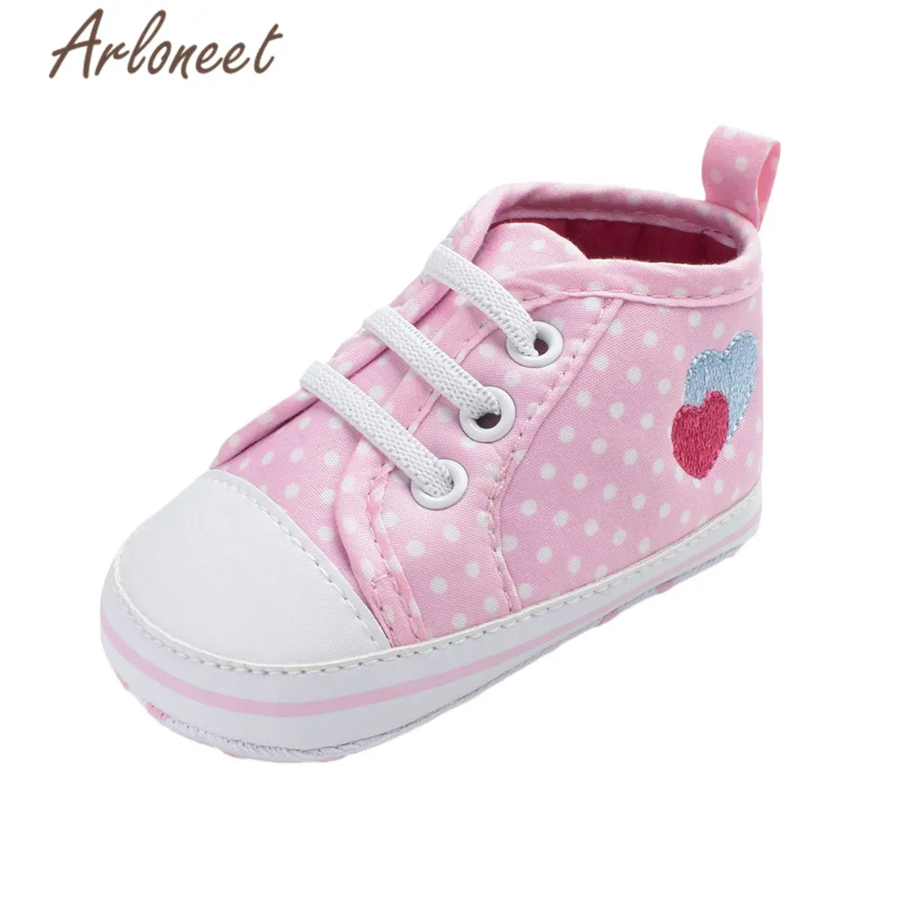ARLONEET обувь для малышей; парусиновая нескользящая обувь для мальчиков и девочек; удобная детская обувь в горошек; подарок; мягкие детские тканевые кроссовки; обувь для малышей - Цвет: PK