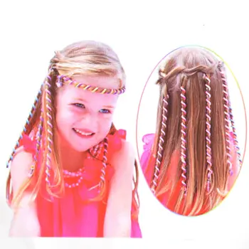 

6PCS/Lot Rainbow Color Headband Cute Girls Hair band Colorful Crystal Long Elastic Hair Bands Hairwe Headwear Hair Accessories