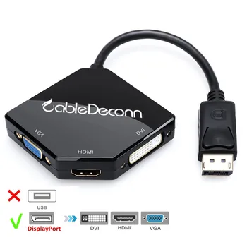

DisplayPort to HDMI VGA DVI Cable Adapter Male to Female Multi-port DisplayPort hub Converter for PC Monitor Projector HDTV