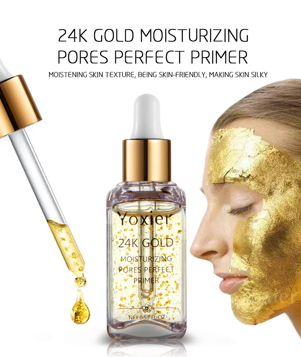 Yoxier основа для макияжа увлажняющая эссенце15мл крем для лица 24k Gold Elixir контроль масла Профессиональная Матовая сыворотка брендовая основа праймер