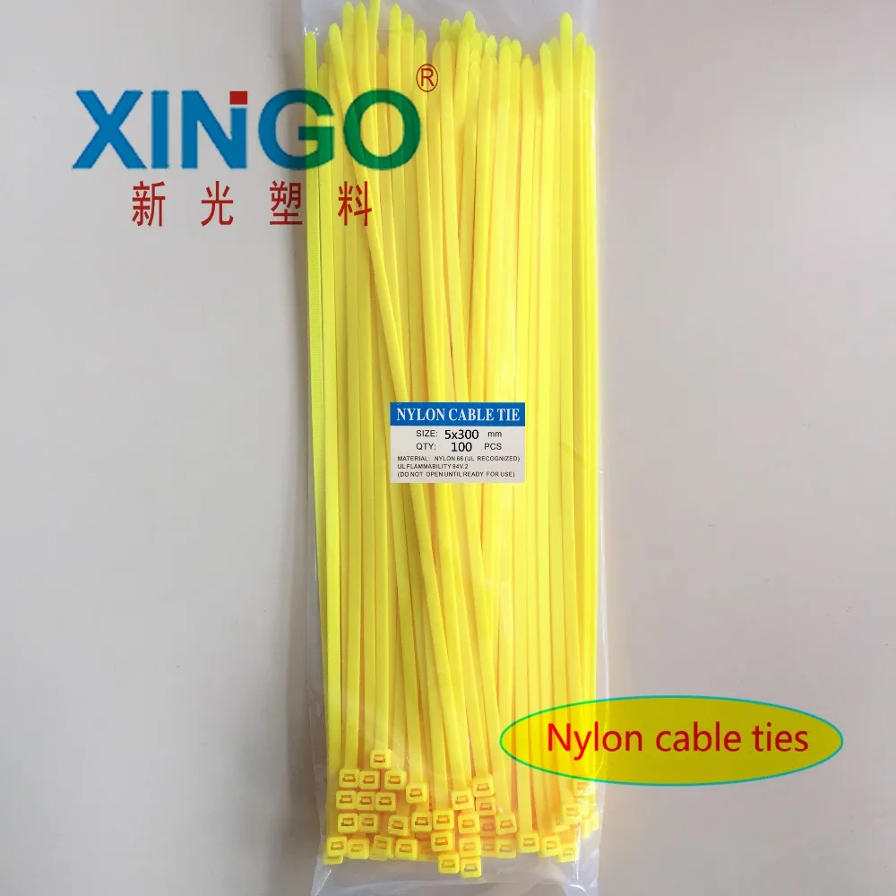 

Nylon Cable Ties 100Pcs/pack 5*300mm High Quality width 3.6mm YELLOW Color Self-locking Plastic,Wire Zip Tie