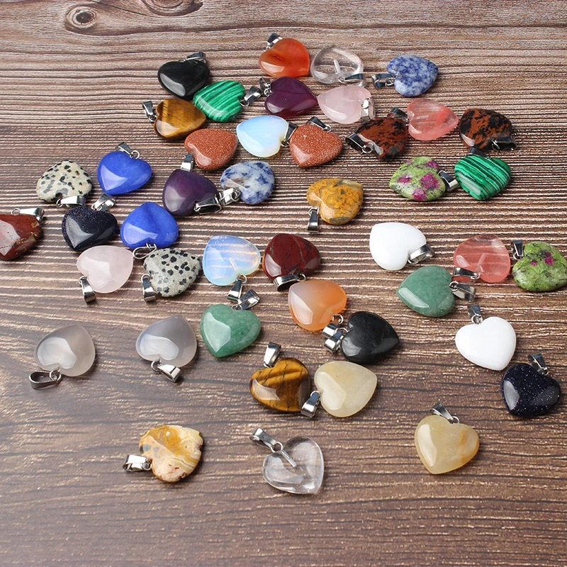 

20x2.5mm fashion Jewelry Various colors of natural stone heart pendant DIY Bracelet necklace earring accessories
