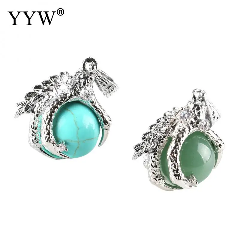 

YYW 2019 Natural Stone Dragon Claw Pendants For Necklace Pink Quartz Tiger Eye Green Charms Pendulum Aventurine Reiki Jewellery