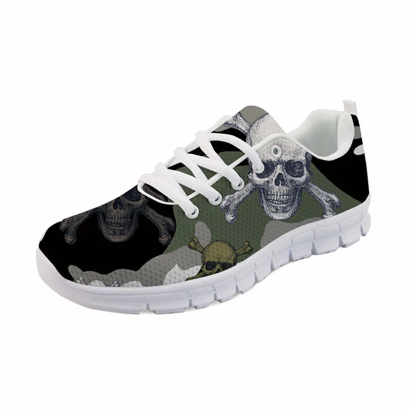 

ThiKin Camouflage Skulls Printed Men Casual Shoes Summer Mesh Sneaker Shoes for Male Student Breathable Lace Up Flat Shoes
