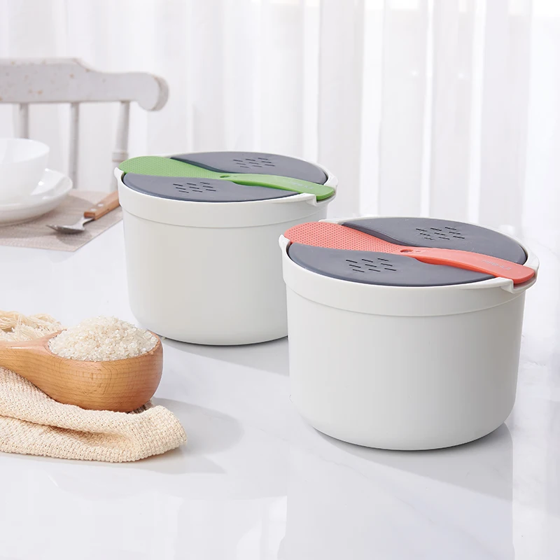 

2L Microwave Steaming Cooker Double-layer Hot Soup Cooking Box Portable Picnic Food Container Box 18.5*18.5*13cm