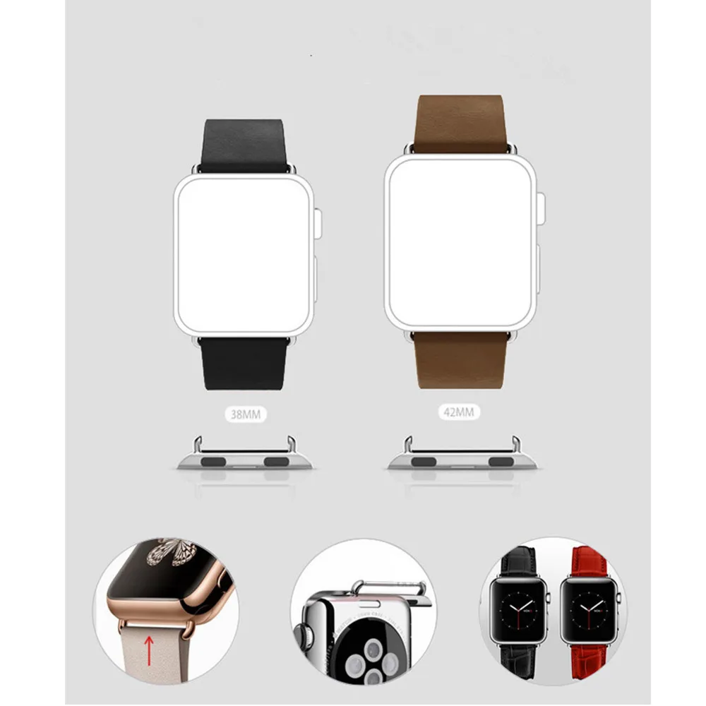2 шт. разъем для наручных часов Apple Watch, ремешок 42 мм, 38 мм, версия металла Нержавеющая сталь В комплект поставки входит адаптер для наручных часов Iwatch 3/2/1 ремешок для часов с инструмент