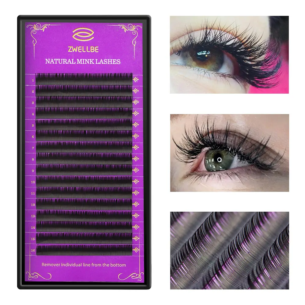 

zwellbe 16Rows/Case JBCD Curl Eyelashes Extension Cilia 8-15 mm Lashes Extension for Faux Mink Individual Eyelash Extension