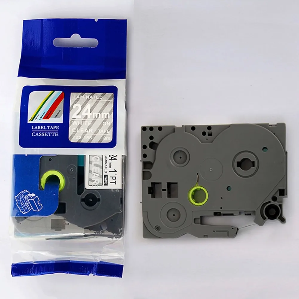 TZe-155 tze155 tz155 tze 155 24 мм белый на прозрачной tz ленте совместимый принтер этикеток
