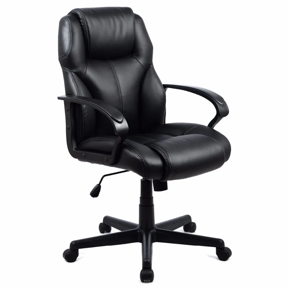 Goplus Black PU Leather Ergonomic High Back Office Chair Executive Computer Desk Task Gaming Chair Lift