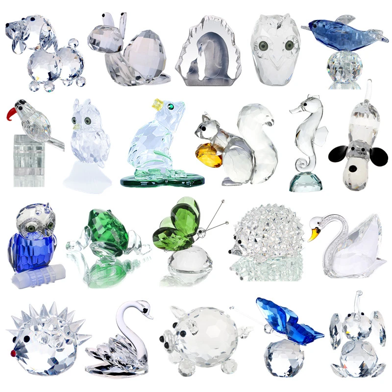 H&d 18 Styles Crystal Animal Figurines Collection Cut Glass Ornament